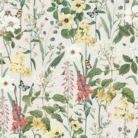 RHS Flower Medley Cream Wallpaper