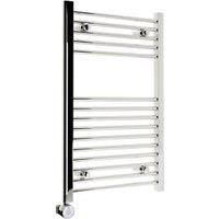 Kudox Chrome Thermostatic Electric Single Panel Vertical Towel Radiator - 800 x 500mm