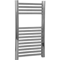 Kudox Chrome Straight Single Panel Vertical Towel Radiator - 750 x 400mm