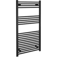 Kudox Black Straight Single Panel Vertical Towel Radiator - 1200 x 600mm