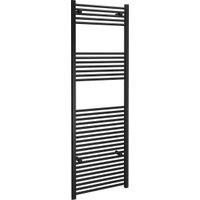 Kudox Black Straight Single Panel Vertical Towel Radiator - 1800 x 600mm