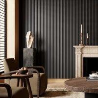 Melamine Acoustic Slat Wall Panel Lustrous Black - 21 x 600 x 2400mm