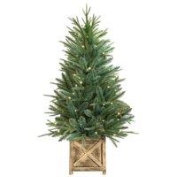 Charles Bentley Luxury Indoor Outdoor 4ft Pre-Lit Faux Christmas Tree in Box Planter