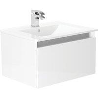 Newland White Basin Unit Single Drawer Suspended - 600mm
