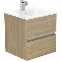 Newland Natural Oak Basin Suspended Double Drawer Unit - 500mm
