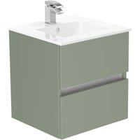 Newland Sage Green Basin Suspended Double Drawer Unit - 500mm