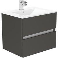 Newland Midnight Mist Basin Suspended Double Drawer Unit - 600mm