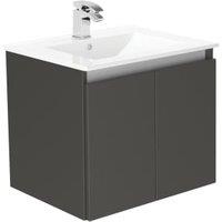 Newland Midnight Mist Basin Suspended Double Door Unit - 600mm