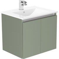 Newland Sage Green Basin Suspended Double Door Unit - 600mm