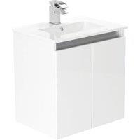 Newland White Slimline Basin Suspended Double Door Unit - 500mm