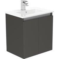 Newland Midnight Mist Slimline Basin Suspended Double Door Unit - 500mm