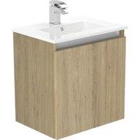 Newland Natural Oak Slimline Basin Suspended Double Door Unit - 500mm