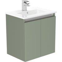 Newland Sage Green Slimline Basin Suspended Double Door Unit - 500mm