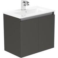 Newland Midnight Mist Slimline Basin Suspended Double Door Unit - 600mm