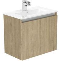 Newland Natural Oak Slimline Basin Suspended Double Door Unit - 600mm
