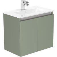 Newland Sage Green Slimline Basin Suspended Double Door Unit - 600mm