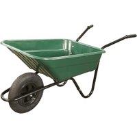 Walsall Barrow in a Box Shire Green Polypropylene Wheelbarrow with Pneumatic Wheel - 90L