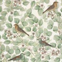 Arthouse Birds & Blossoms Green Wallpaper - 10.05m x 53cm