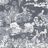 Arthouse Meadow Hare Navy Wallpaper - 10.05m x 53cm