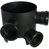 FloPlast Black Mini Access Chamber Base with 3 Fixed Inlets - 300mm
