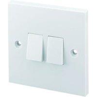 Wickes 10A 2 Gang 2 Way Light Switch - White