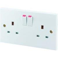 Wickes 13A Twin Switch Plug Socket - White