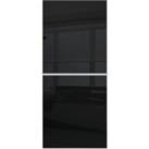 Spacepro Minimalist Sliding Wardrobe Door 2 Panel Silver Frame Black - 610mm