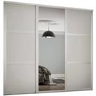 Spacepro Shaker 3 Wardrobe Door Kit White Framed - 2x 3 Panel Shaker & 1x 1 Panel Mirror - 1680m