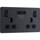 BG Evolve 13A Double Switched Power Socket with 2 x USB 3.1A - Matt Grey