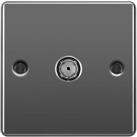 BG Screwed Raised Plate Single Socket For TV or FM Co-Axial Aerial Connection - Black Nickel