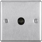 BG Screwed Raised Plate Single Socket For TV or FM Co-Axial Aerial Connection - Brushed Steel