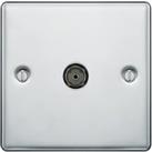 BG Screwed Raised Plate Single Socket For TV or FM Co-Axial Aerial Connection - Polished Chrome
