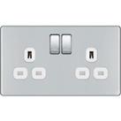 BG 13A Double Pole Screwless Flat Plate Double Switched Power Socket - Polished Chrome