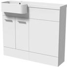 Wickes Geneva White P-Shaped Left Hand Freestanding Vanity & Toilet Pan Unit with Basin - 1000 x 1000mm