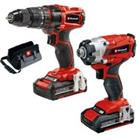 Einhell Power X-Change 18V Cordless Combi Drill & Impact Driver Twin Pack 2 x 2.0Ah