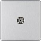 BG Screwless Flat Plate Single Socket For TV or FM Co-Axial Aerial Connection - Brushed Steel