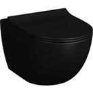 VitrA Sento Easy Clean Wall Hung Toilet Pan & Soft Close Slim Seat - Matt Black