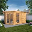 Mercia 8 x 12ft Premium Corner Timber Summerhouse with Side Shed