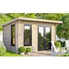 Power Sheds Right Hand Door Pent Notched Logs Log Cabin - 12 x 8ft