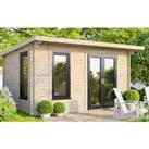 Power Sheds Right Hand Door Pent Notched Logs Log Cabin - 14 x 8ft