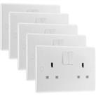 BG Switched 13A White 2 Gang Socket - Pack of 5