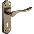 Bewdley Antique Brass Lever Lock Door Handle - 1 Pair