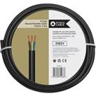 3 Core 3183Y Black Round Flexible Cable - 1.5mm2 - 5m