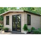 Power Sheds Right Hand Door Apex Chalet Log Cabin - 14 x 12ft