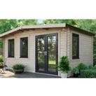 Power Sheds Right Hand Door Apex Chalet Log Cabin - 10 x 16ft