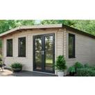 Power Sheds Right Hand Door Apex Chalet Log Cabin - 16 x 16ft