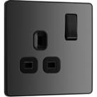 BG Evolve 13A Single Switched Power Socket - Black Chrome