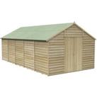 Forest Garden 10 x 20ft 4Life Apex Overlap Pressure Treated Double Door Windowless Shed with Base an