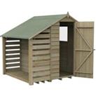Forest Garden 4Life Apex Overlap Pressure Treated Shed with Lean-To and Assembly - 6 x 4ft