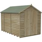 Forest Garden 6 x 10ft 4Life Apex Overlap Pressure Treated Double Door Windowless Shed with Base